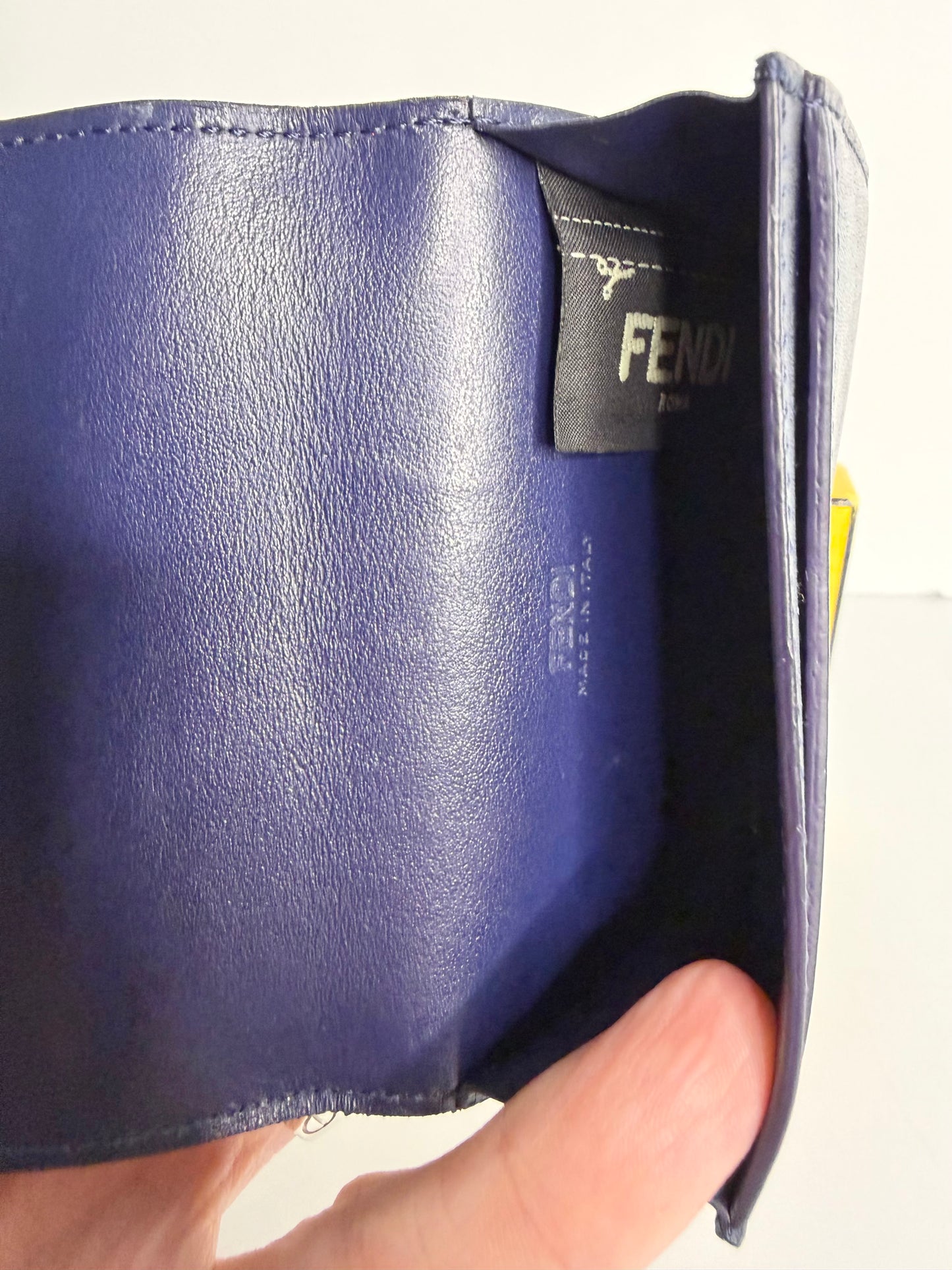 Pre-owned Fendi dark blue Kan I compact wallet