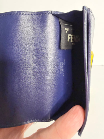 Pre-owned Fendi dark blue Kan I compact wallet