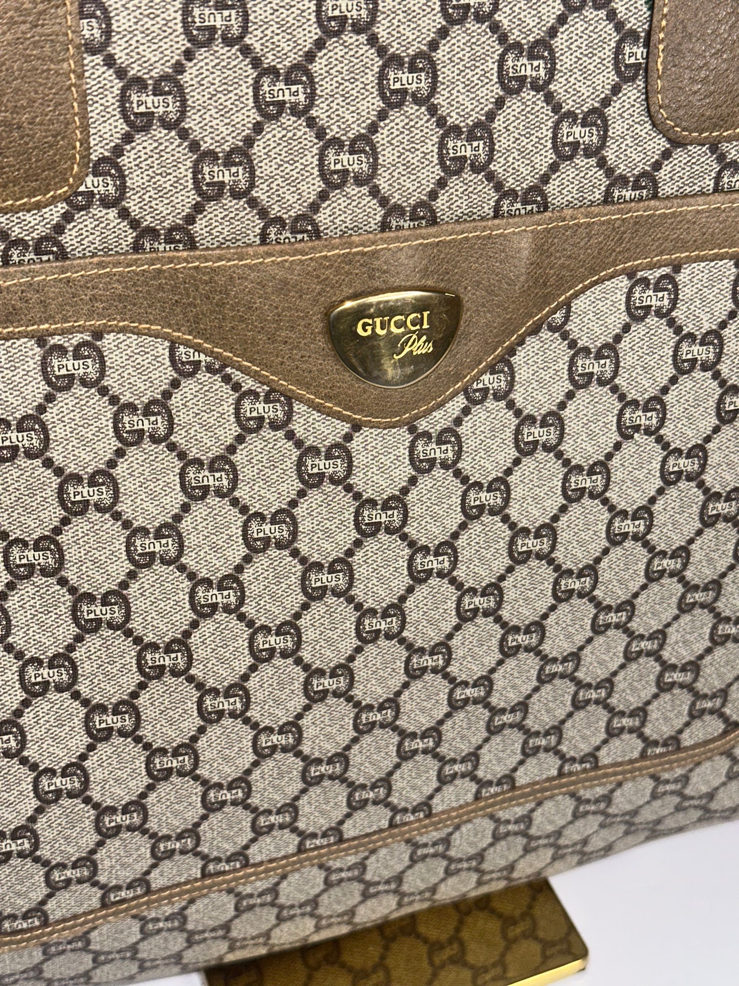Pre-owned Gucci GG Plus Canvas Sherry line tote