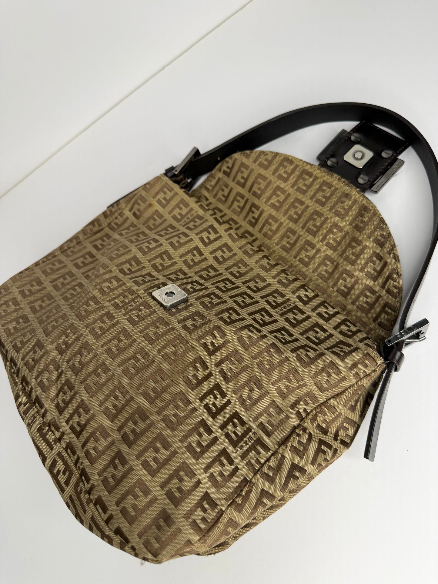 Pre-owned Fendi Zucchino Mamma baguette shoulder bag