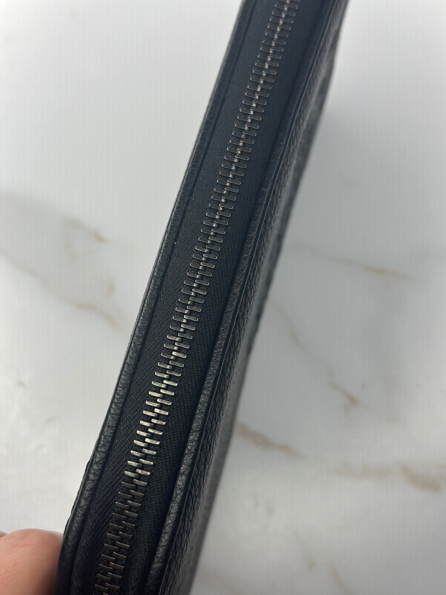 Pre-owned Bottega Veneta black Intrecciato woven zippy wallet