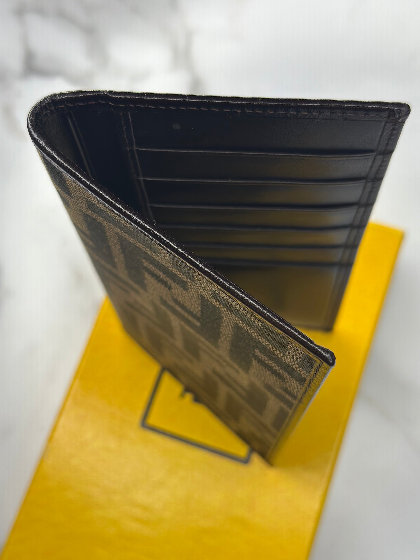 Pre-owned Fendi Zucca Brown canvas wallet