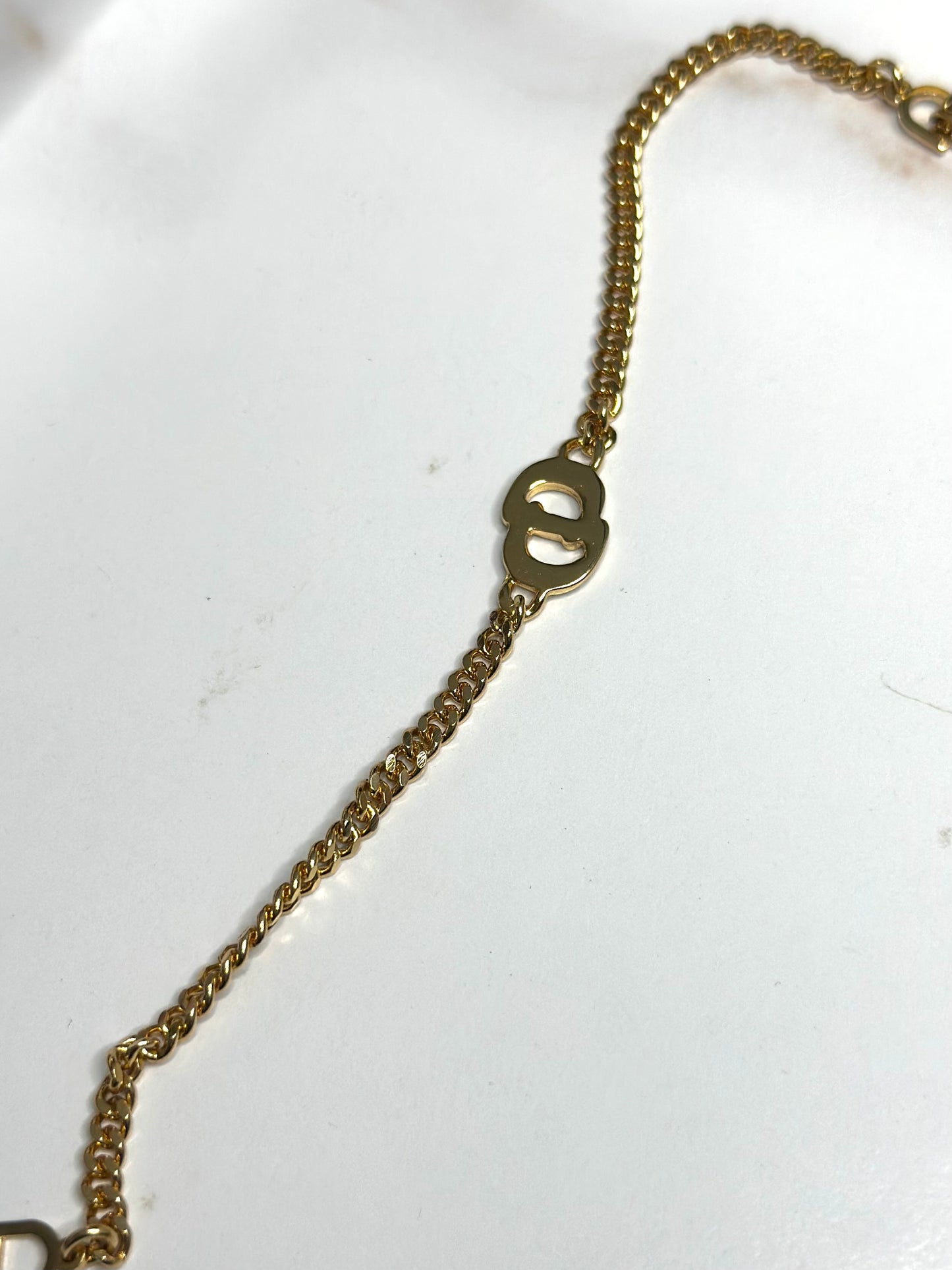 Pre-owned Christian Dior interlocking CD logo pendant embellished with rhinestones