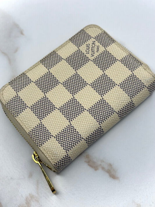 Pre-owned Louis Vuitton Damier azur compact zippy