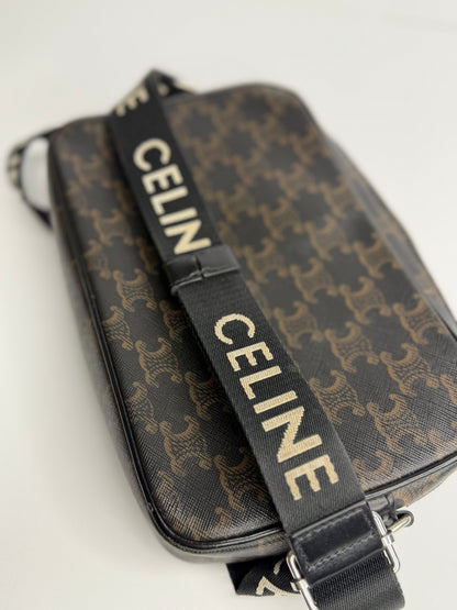 Pre-owned Celine Medium Triomphe Coated Canvas Messenger Bag
