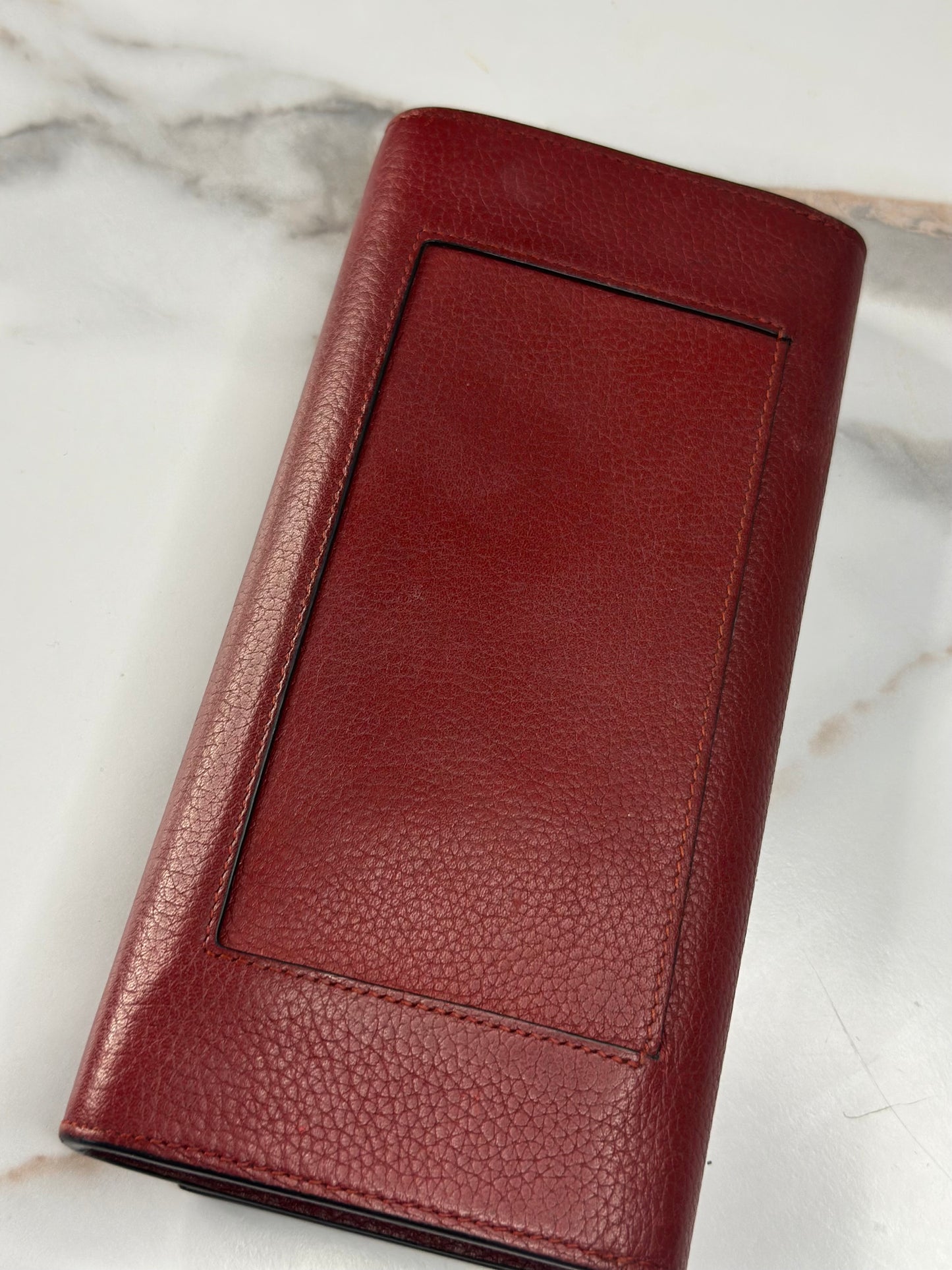 Pre-owned Celine Burgundy Leather Multifunction Flap Wallet