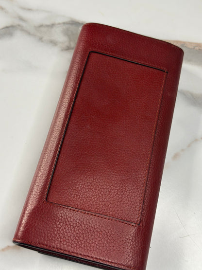 Pre-owned Celine Burgundy Leather Multifunction Flap Wallet