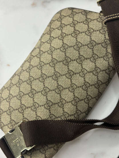 Pre-owned Gucci GG Supreme Monogram Belt Bag Dark Brown