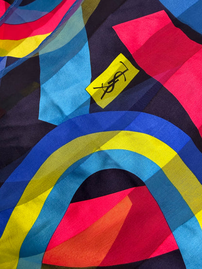 Pre-owned Yves Saint Laurent multicolor sheer silk scarf