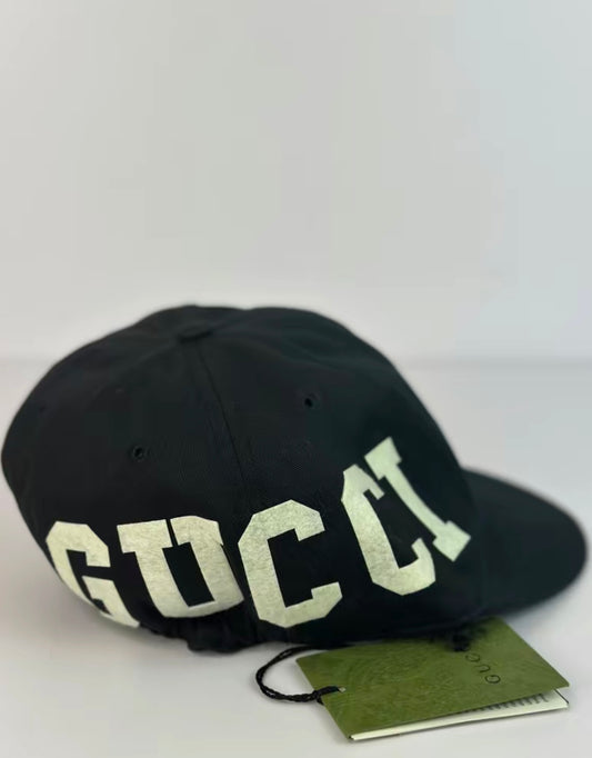 Pre-owned Gucci Logo Black baseball cap size large w/tags
