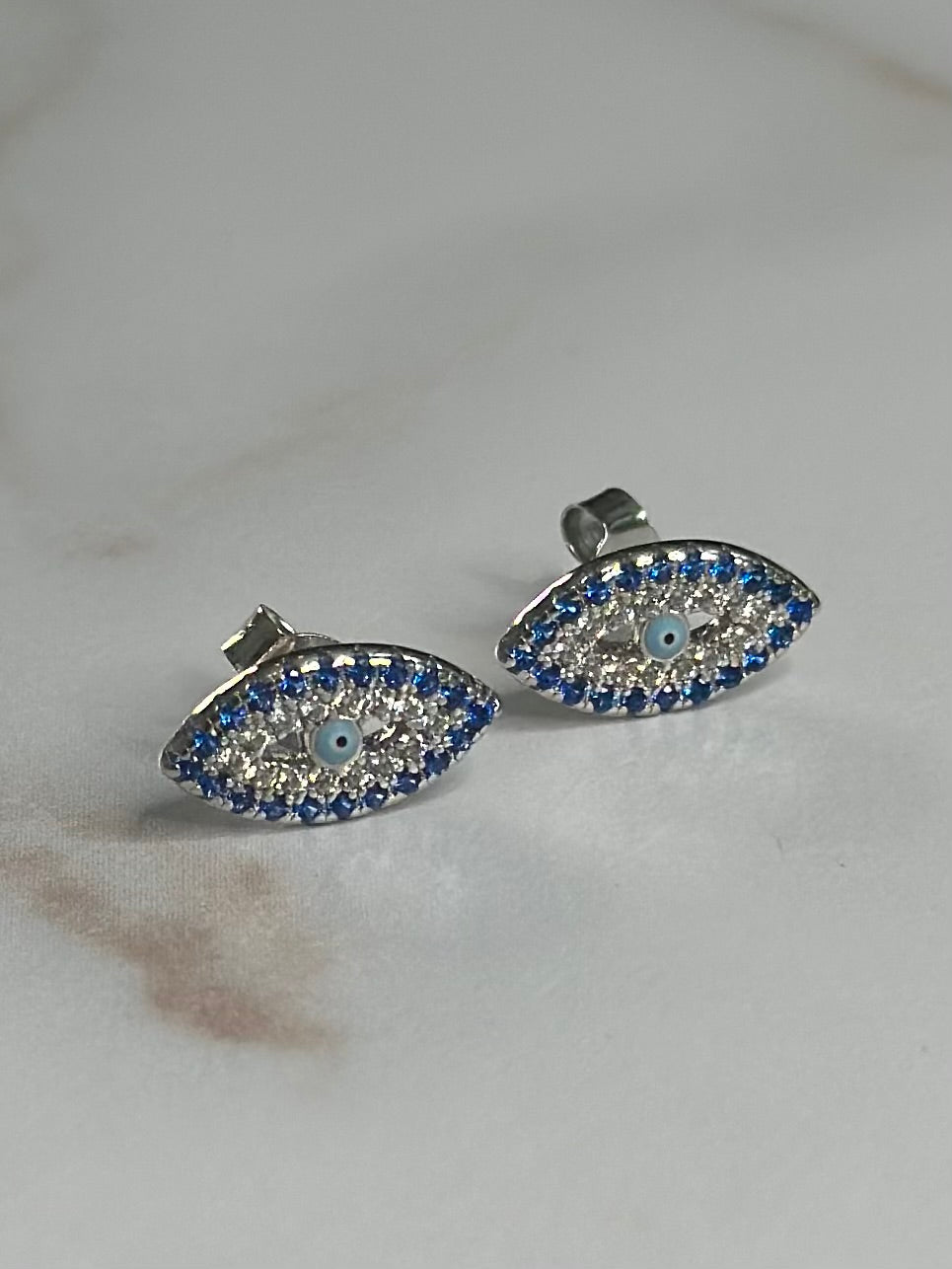 All seeing eye blue stud earrings