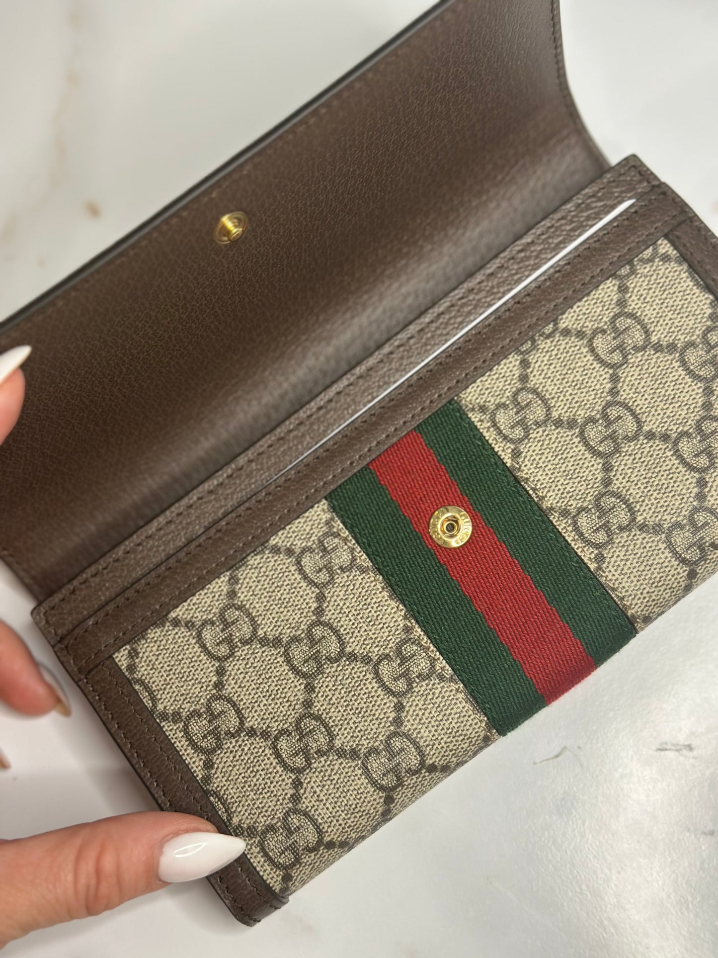 Pre-owned Gucci GG Ophidia supreme canvas continental wallet