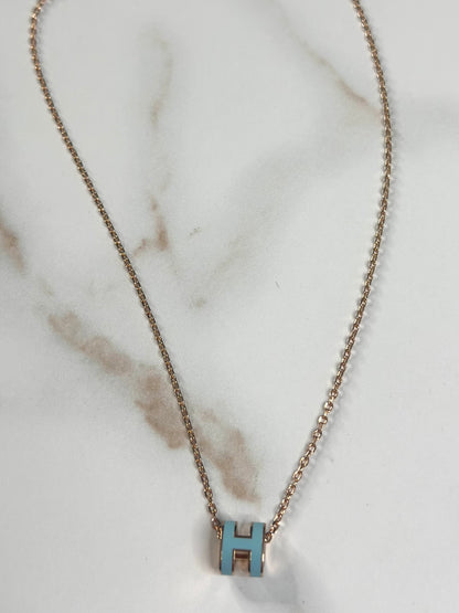 Pre-owned Hermes Pop H Pendant Chain Necklace Metal and Enamel Mini
