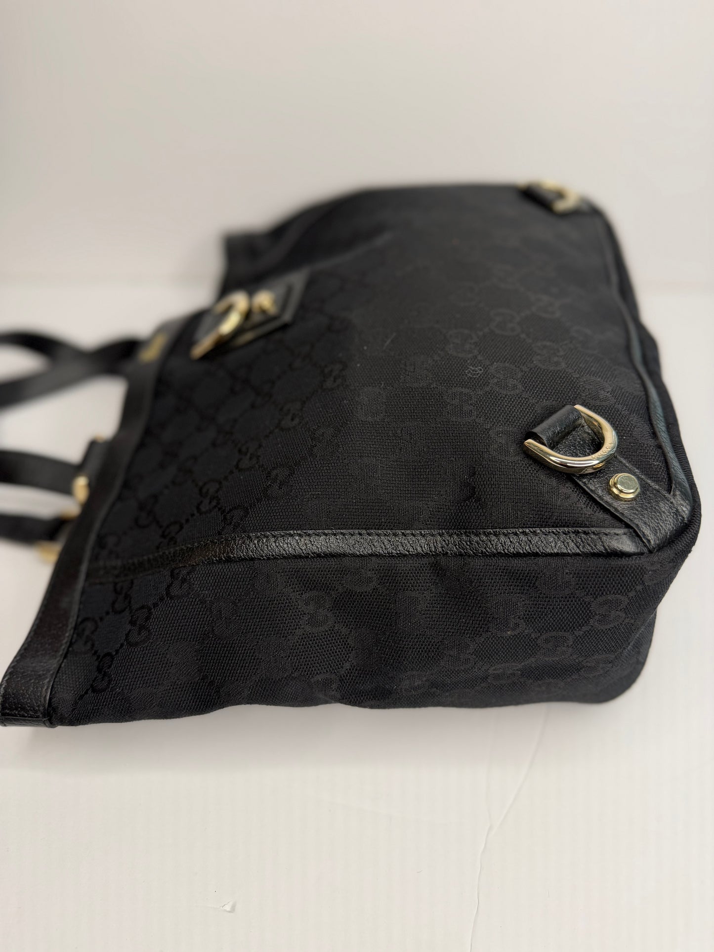 Pre-owned Gucci GG Black canvas abbey tote