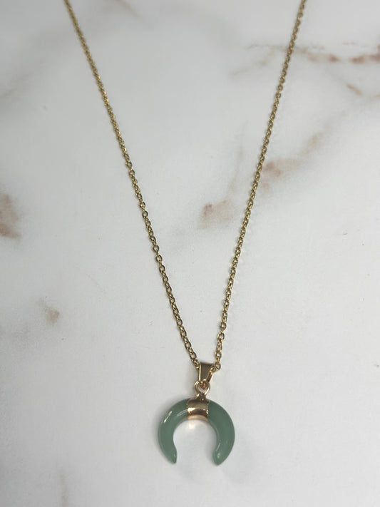 Light green crescent necklace