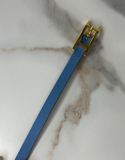 Pre-owned Hermes Swift Hapi 3 MM Triple Tour Bracelet S Bleu Paradis