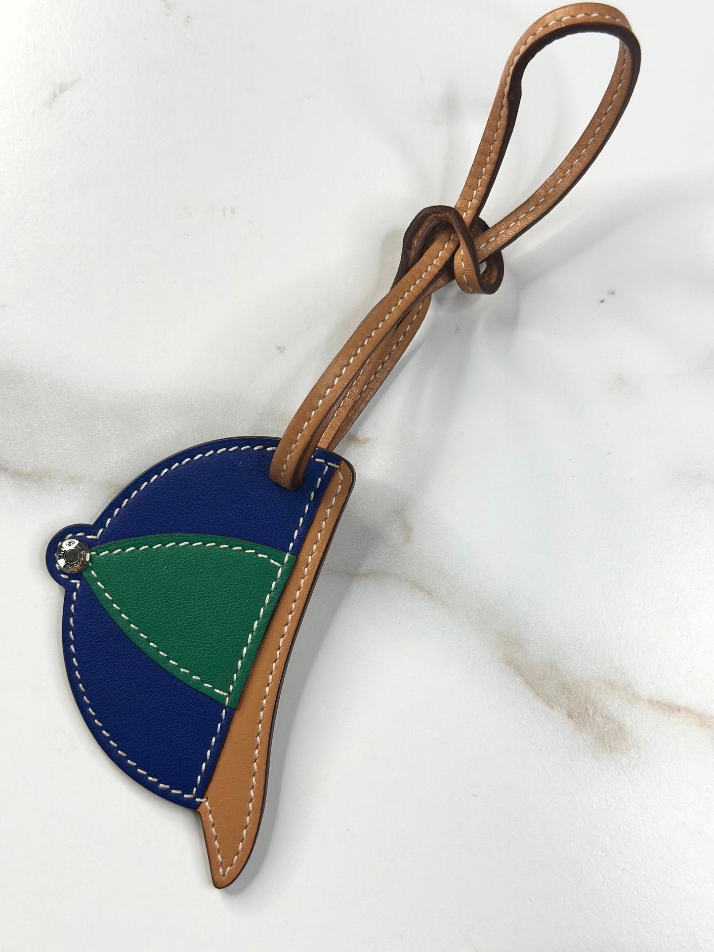 Pre-owned Hermes Tricolor Paddock Cap Bombe Helmet Bag Charm