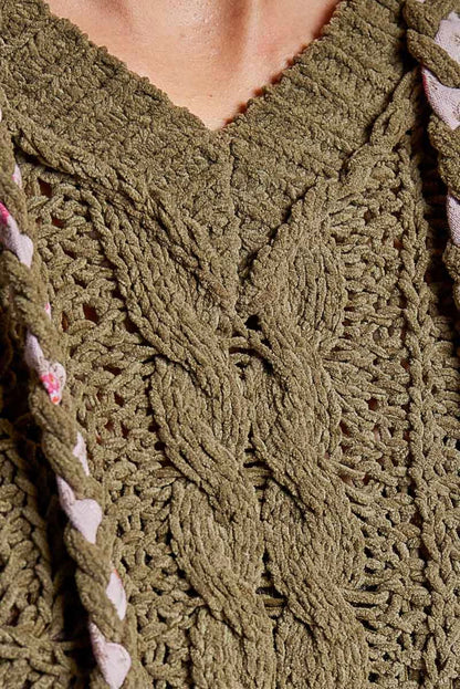 Moss khaki oversize cable knit sweater