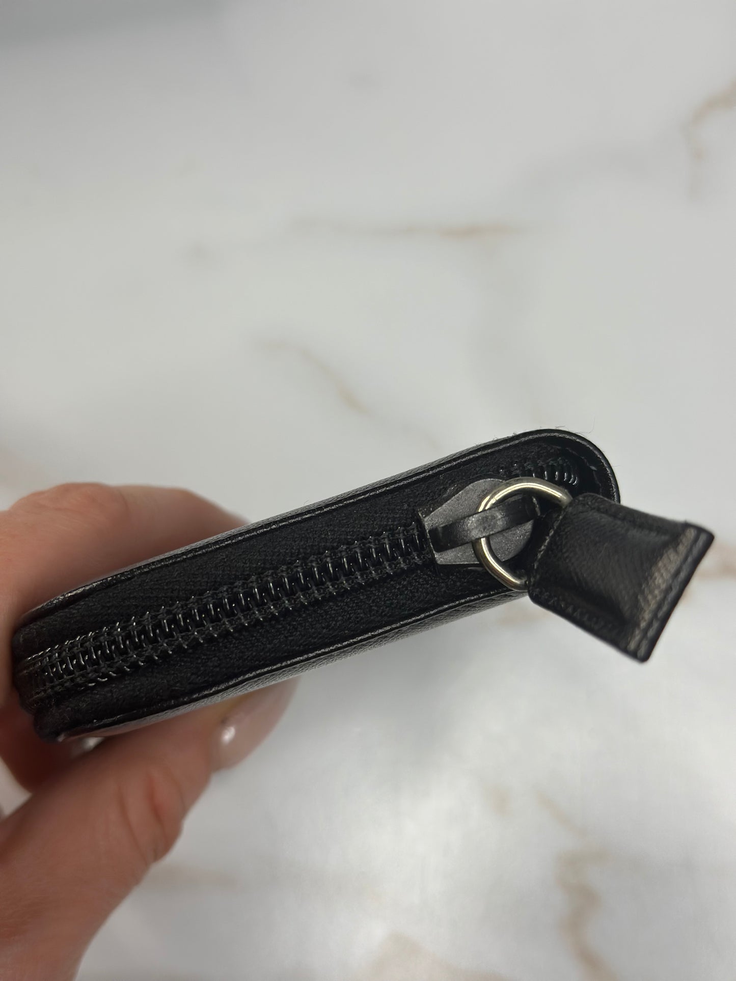 Pre-owned Prada black Saffiano leather compact zippy