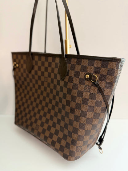 Pre-owned Louis Vuitton Damier ebene neverfull MM tote