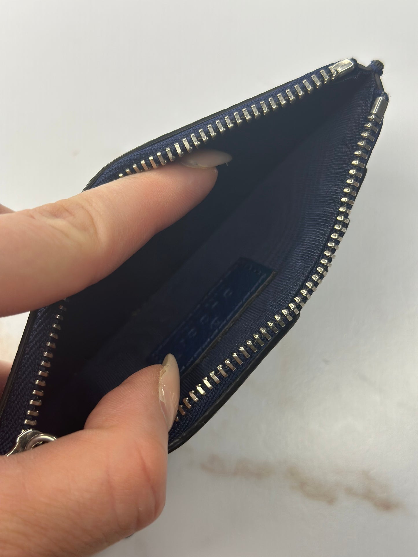 Gucci GG dark blue leather card case