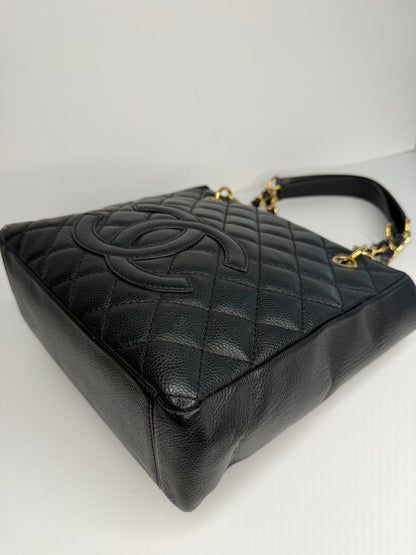 Pre-owned Chanel Black caviar leather petite, shopping tote shoulder bag