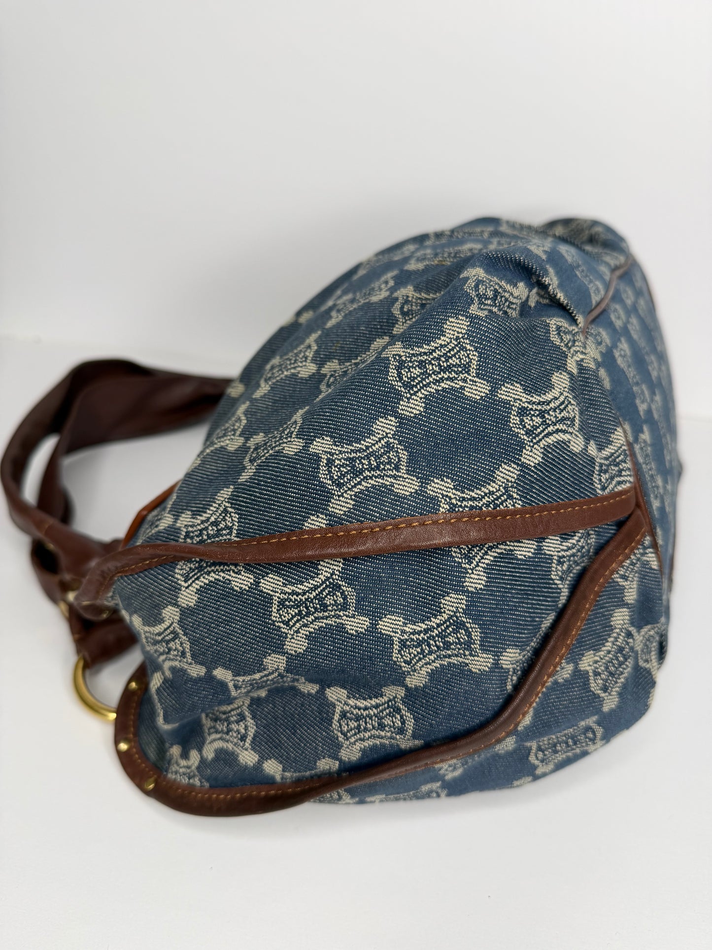 Pre-owned Celine Macadam denim and leather Bittersweet hobo bag