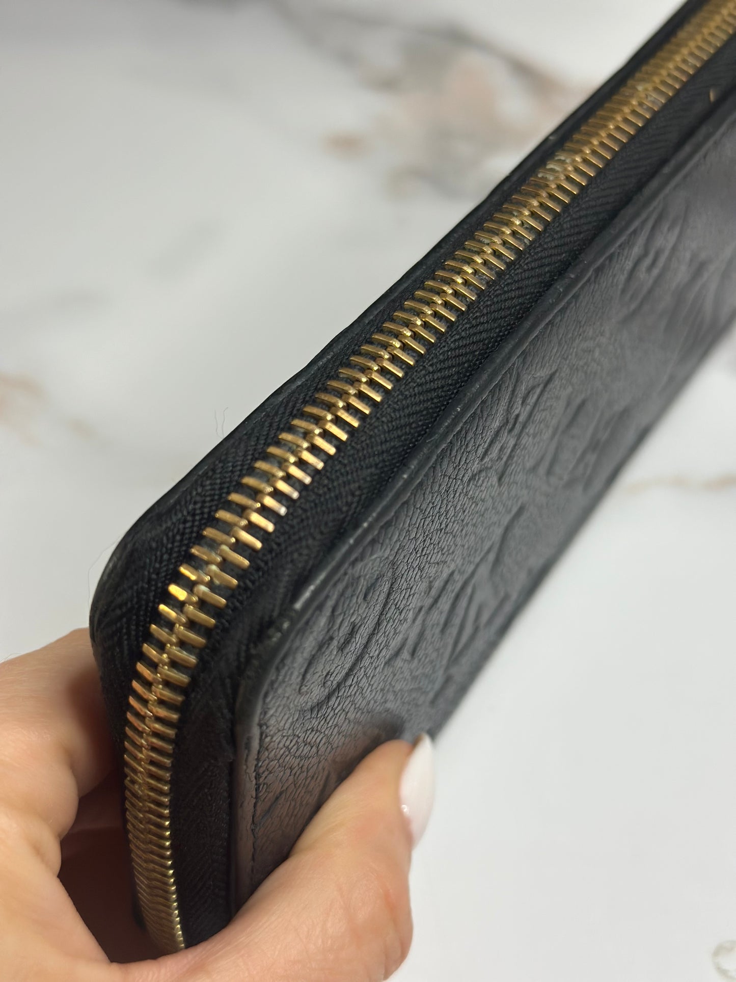 Pre-owned Louis Vuitton monogram black Empriente leather clemence wallet