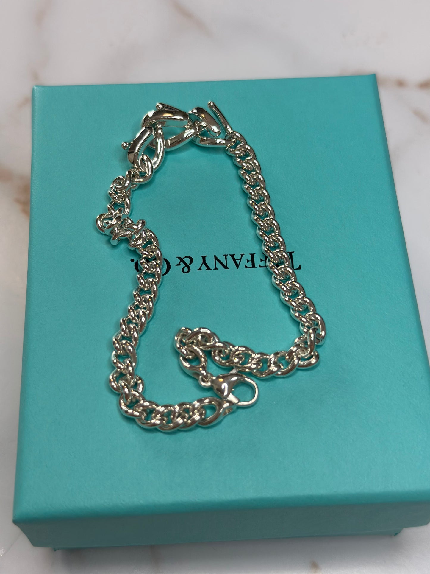 Pre-owned Tiffany Forge
Link Bracelet in High-polished Sterling Silver