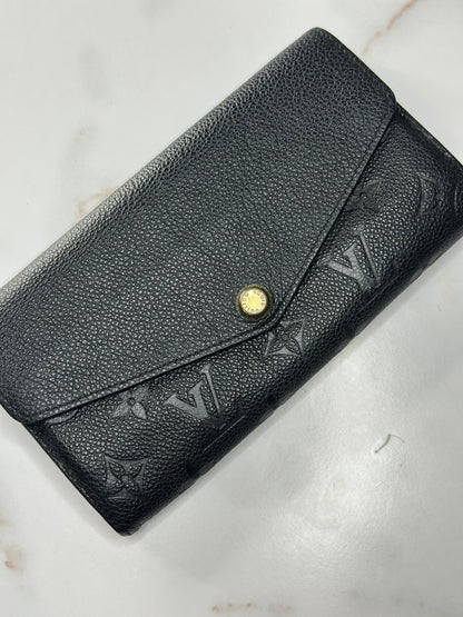 Pre-owned Louis Vuitton black Empriente leather Sara wallet