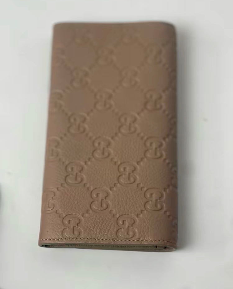 Pre-Owned Gucci Guccissima Emblem Beige Continental Wallet