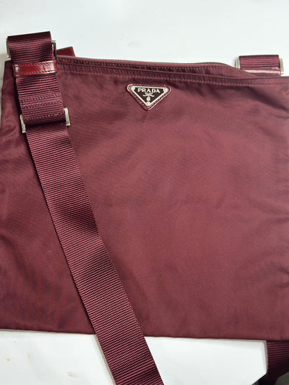 Pre-owned Prada Nylon burgundy large crossbody