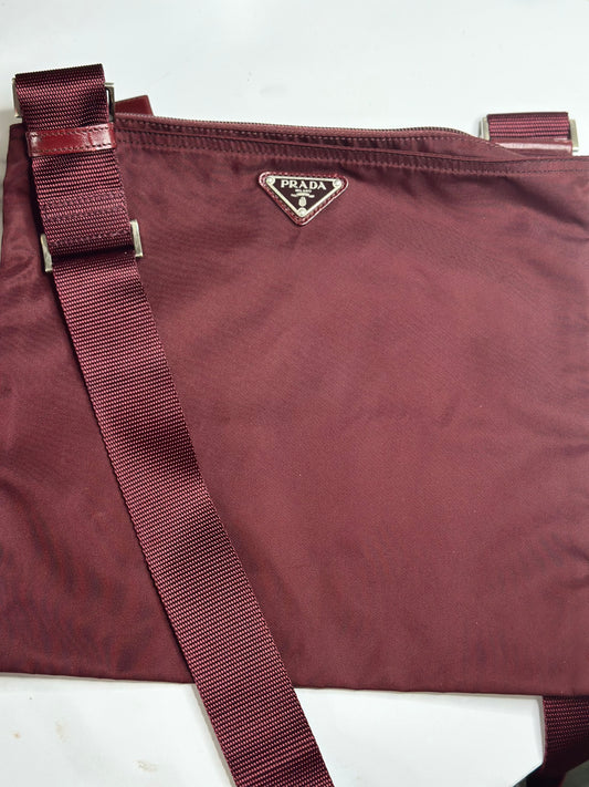Pre-owned Prada Nylon burgundy large crossbody