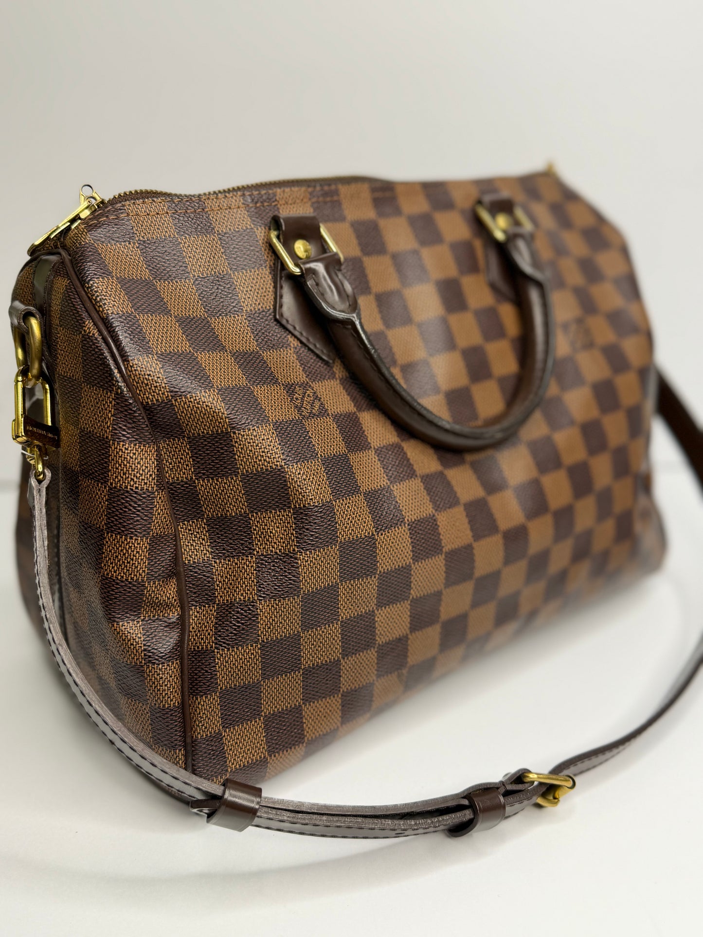 Pre-owned Louis Vuitton Damier Ebene Speedy 30 bandolier crossbody