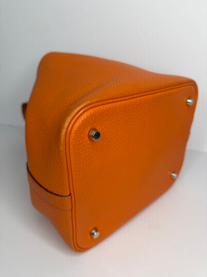 Hermes Clemence Orange Leather Picotin 22 tote