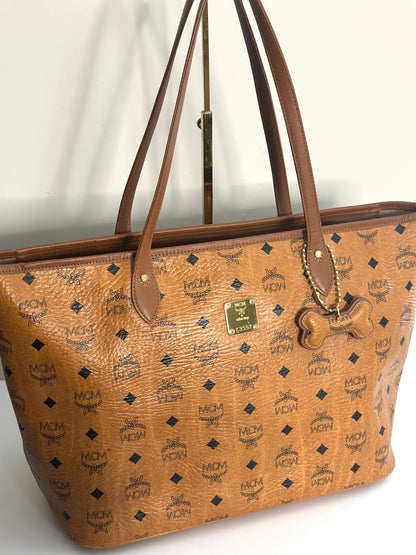 Pre-owned MCM Cognac monogram tote bag