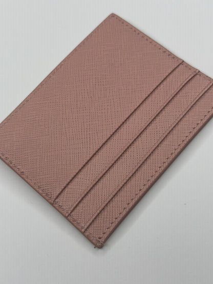 Pre-owned Prada soft pink Saffiano leather card holder