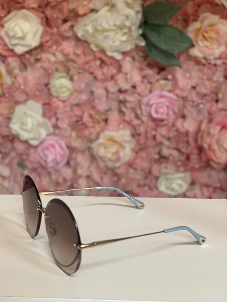 Pre-Owned Chloe Brown & Gold round sunglasses