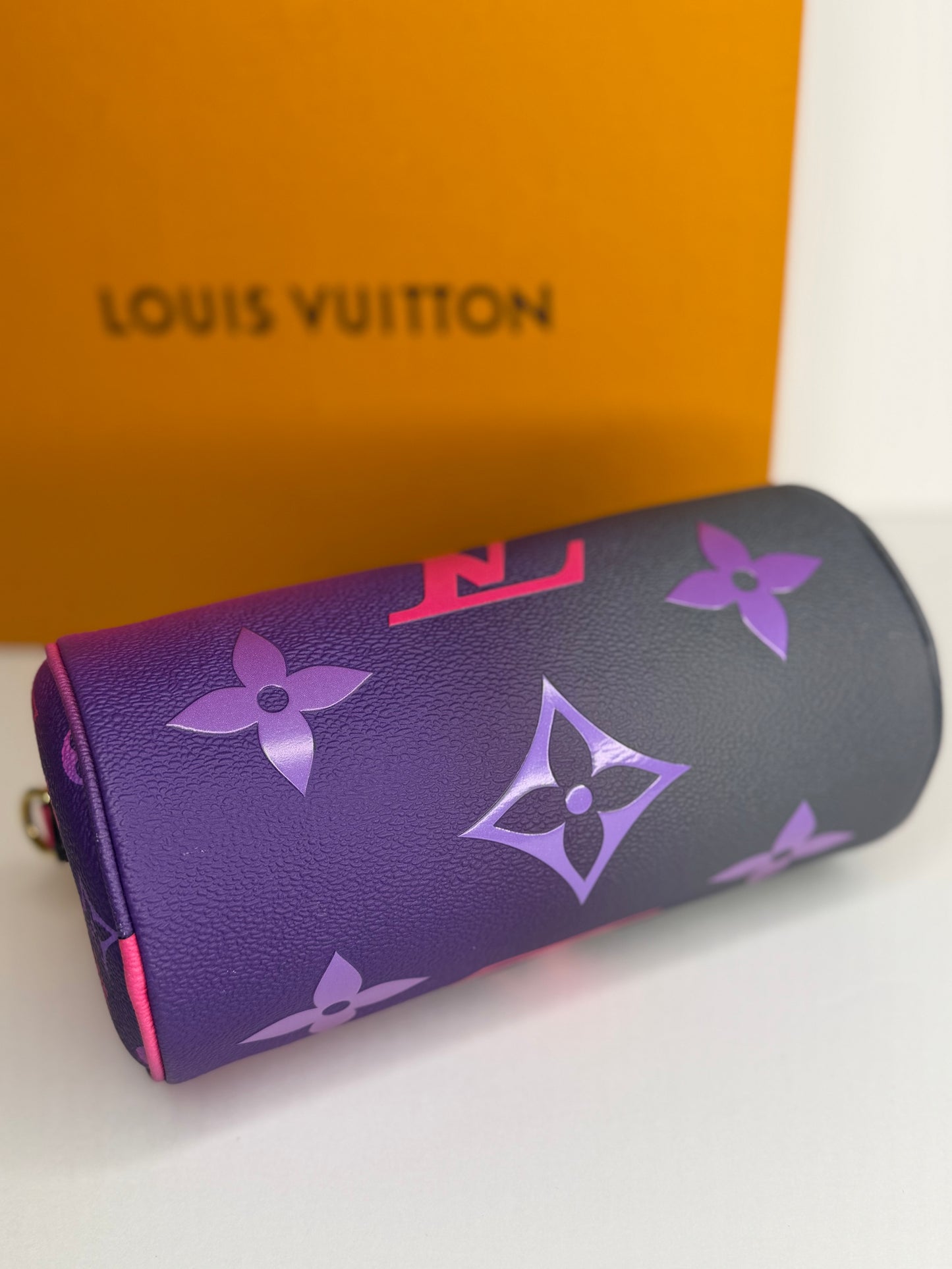 Pre-owned Louis Vuitton Papillon BB Spring In The City Monogram Giant Shoulder Bag Midnight Fuchsia