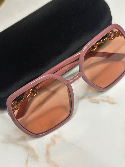 Pre-owned Gucci dusty rose Horsebit sunglasses