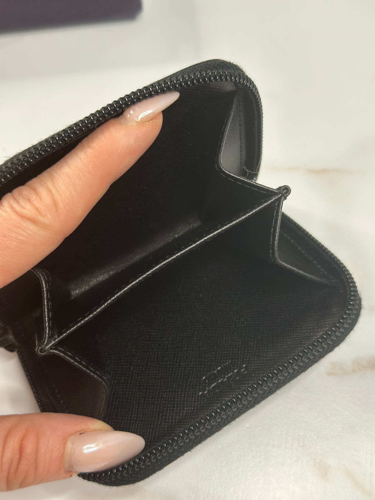 Pre-owned Prada black Saffiano leather compact zippy