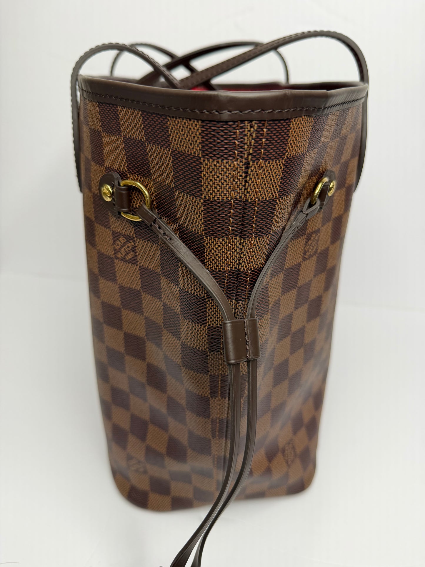 Pre-owned Louis Vuitton Damier Ebene Canvas micro chipped neverfull MM tote