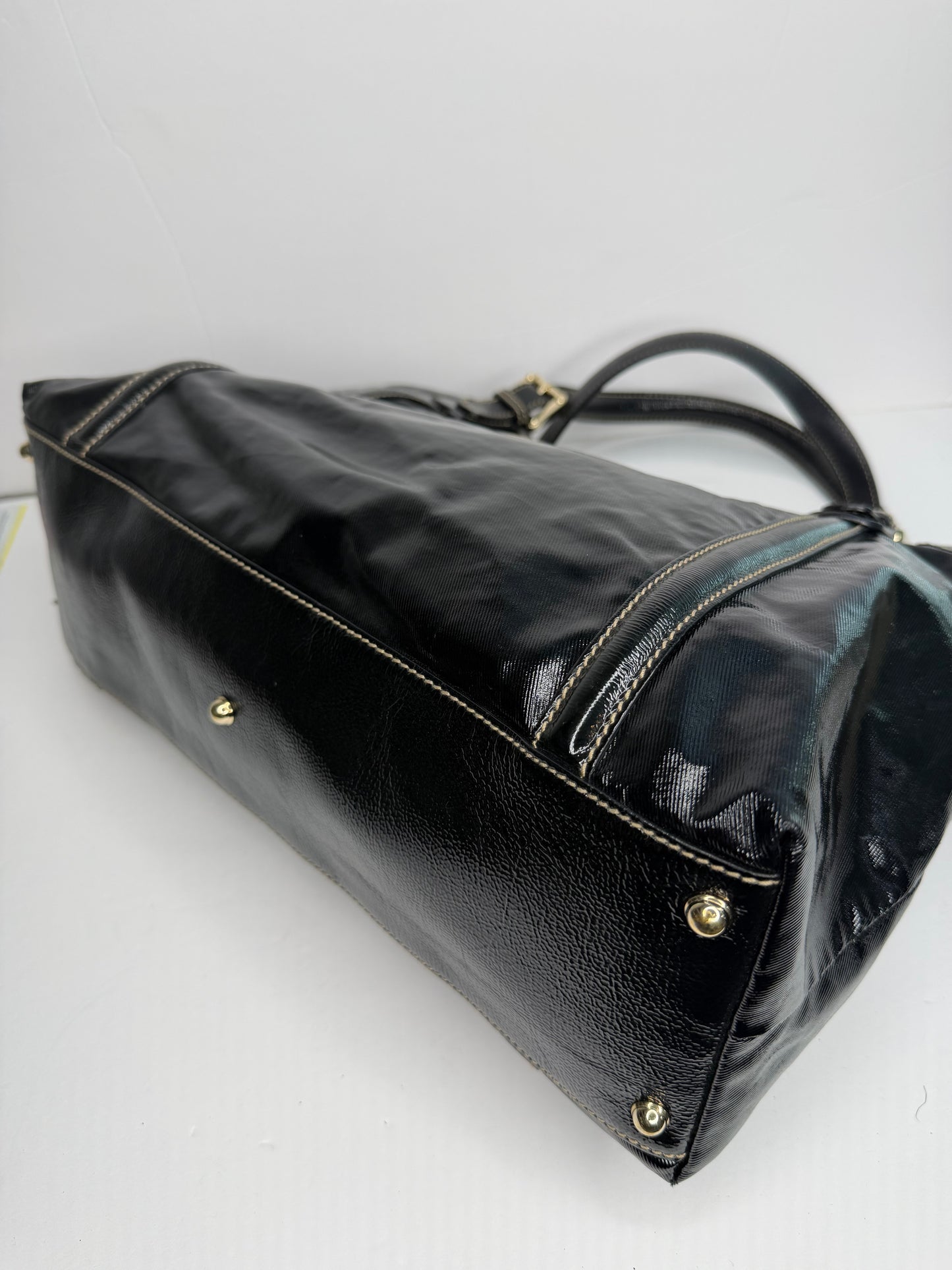 Pre-owned Gucci Dialux Medium Britt Tote Black