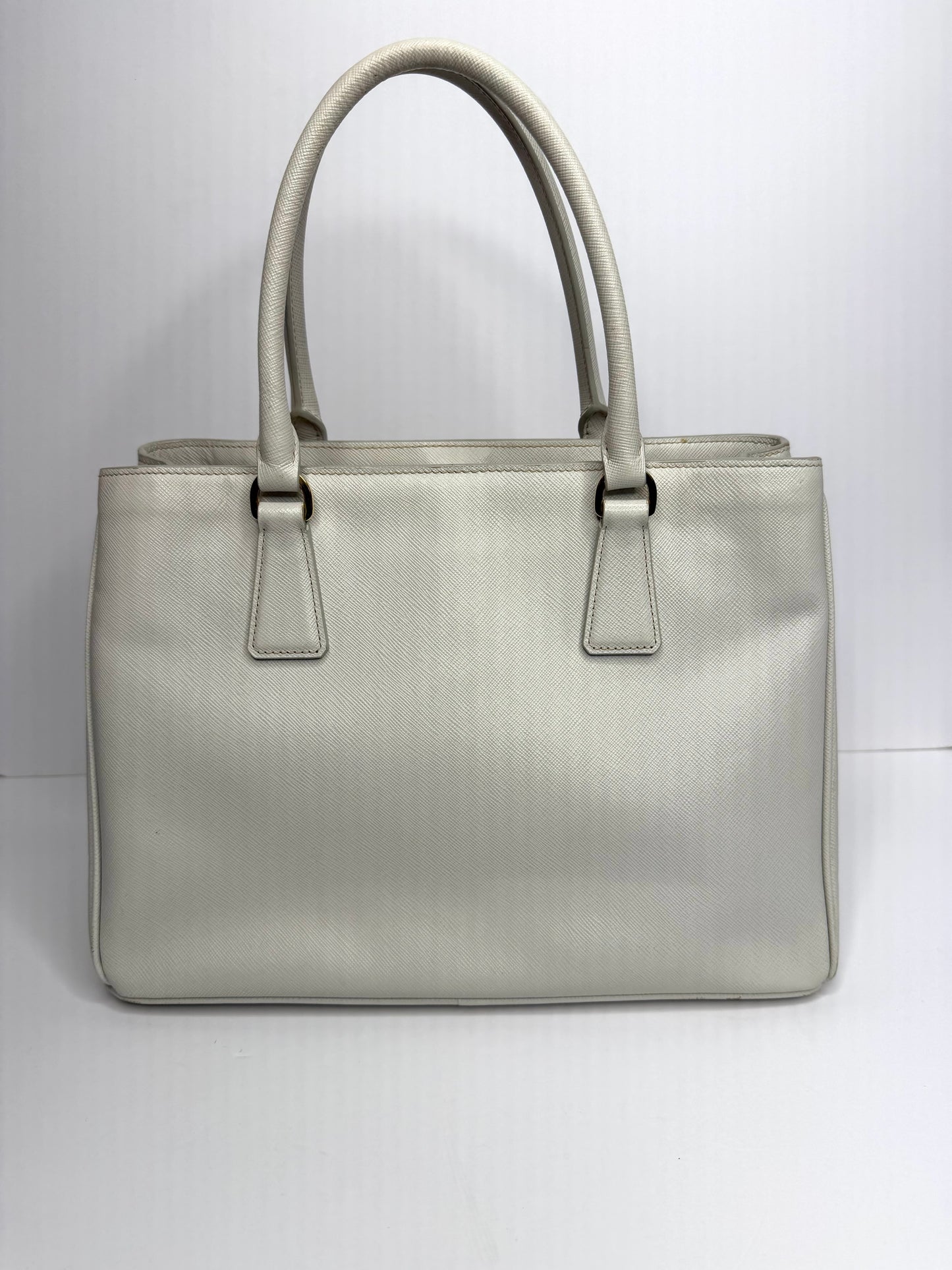 Pre-owned Prada White Saffiano leather medium galleria tote