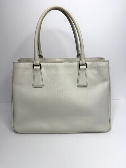 Pre-owned Prada White Saffiano leather medium galleria tote