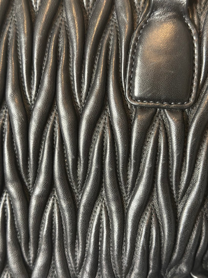Pre-owned Miu Miu Leather Matelasse Bauletto Black two way tote