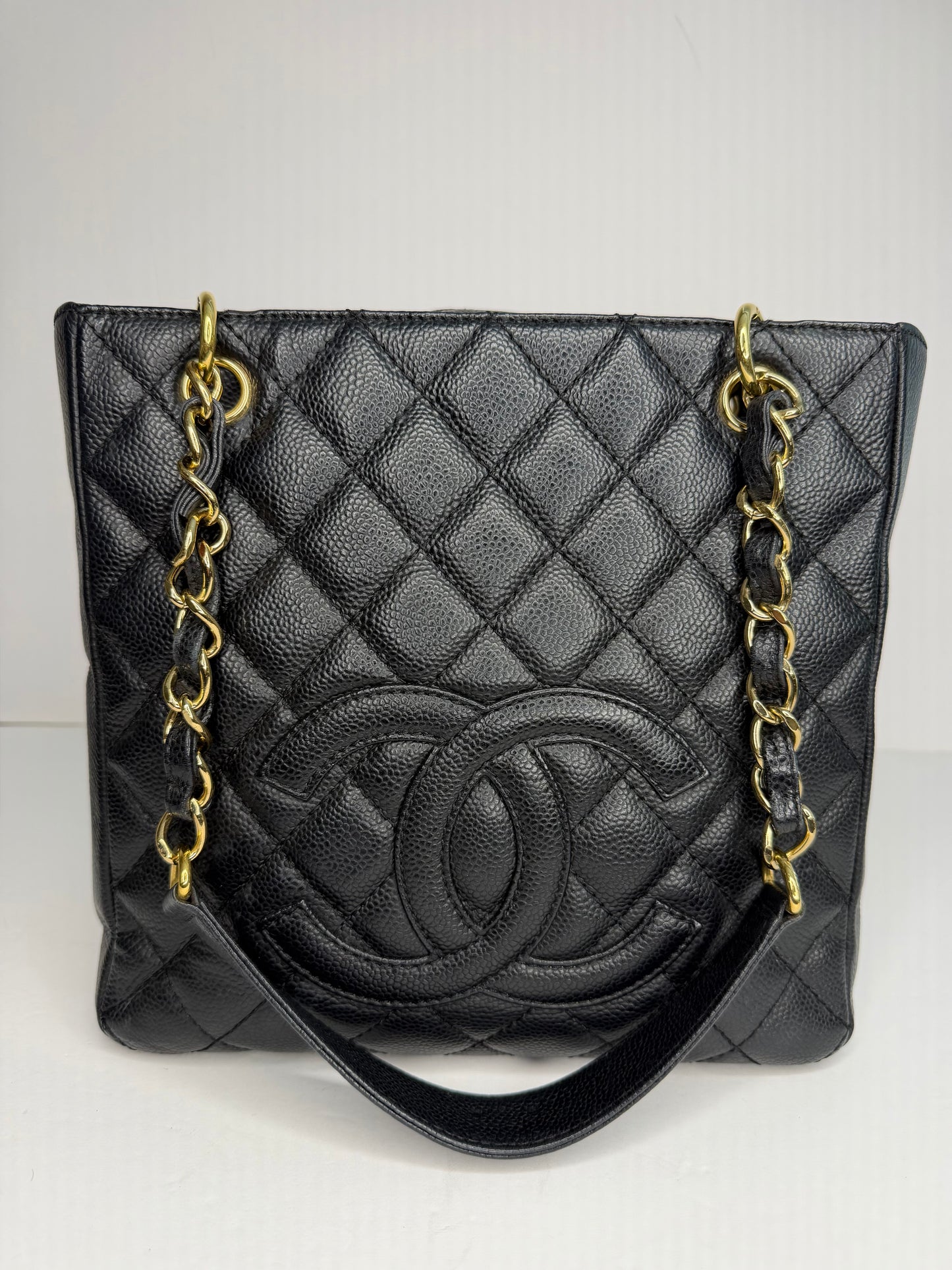 Pre-owned Chanel Black caviar leather petite, shopping tote shoulder bag