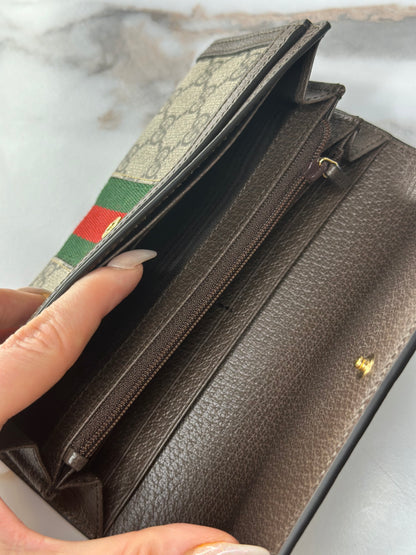 Pre-owned Gucci Ophidia Continental Wallet GG beige Coated Canvas
