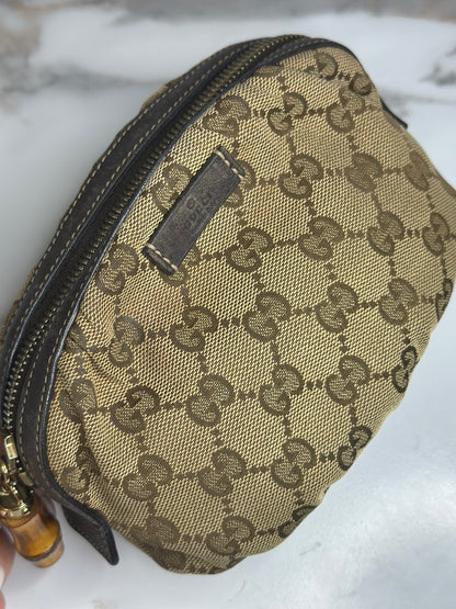 Pre-owned Gucci GG Canvas bamboo cosmetic pouch