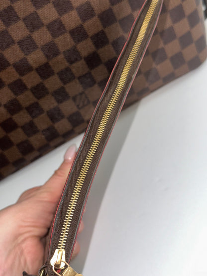 Pre-owned Louis Vuitton Damier ebene neverfull MM with pouch